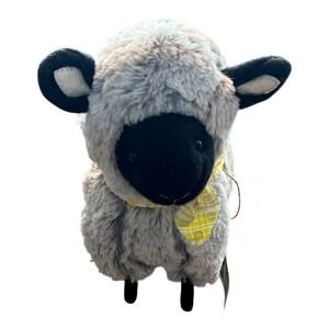 Hip + Hop Sheep Plush Stuffed Animal Grey Black Yellow Gingham Bow NWT New